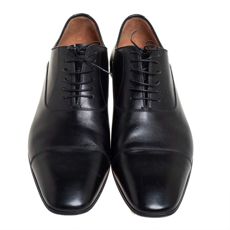 Pre Owned Christian Louboutin Black Leather Greggo Derby Size 44.5