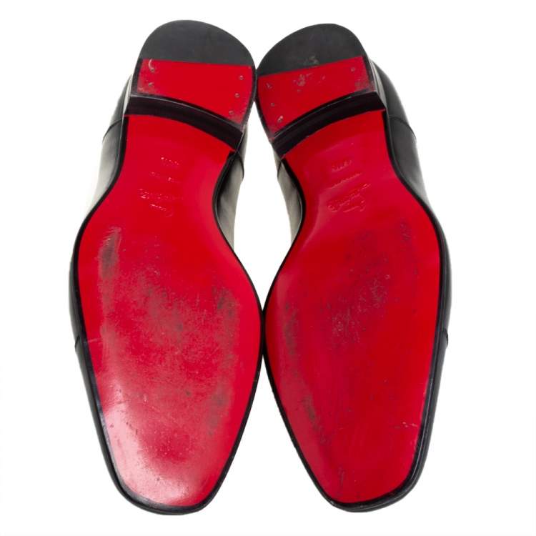 Pre Owned Christian Louboutin Black Leather Greggo Derby Size 44.5