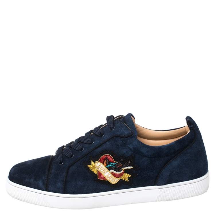 Christian Louboutin Blue Suede Louis Love Sneakers Size 44.5