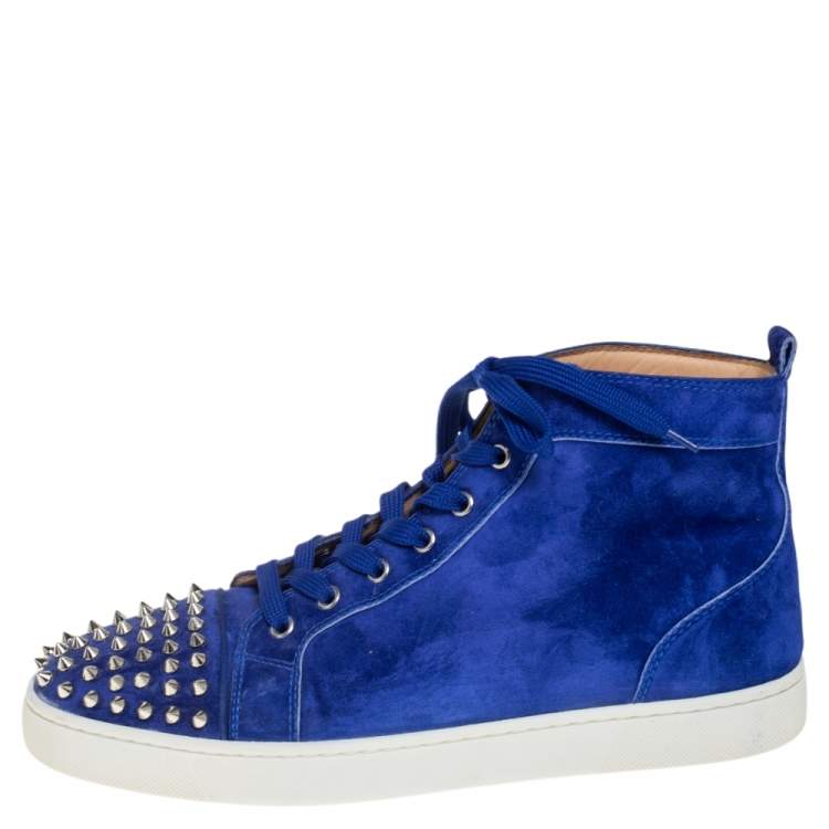 Christian Louboutin Blue Strass With Spike Boat Shoes Louboutin