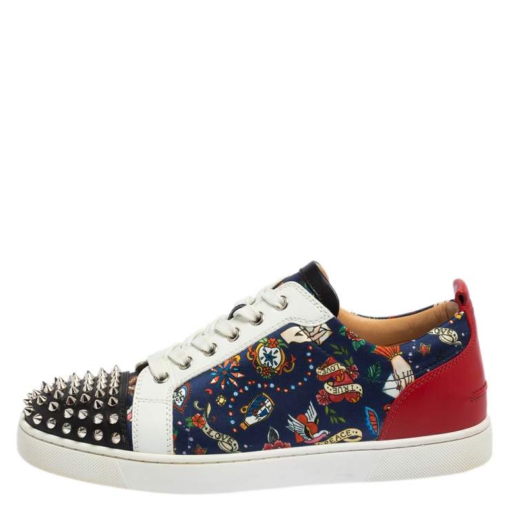 Christian Louboutin Multicolor Floral Print Satin and Leather