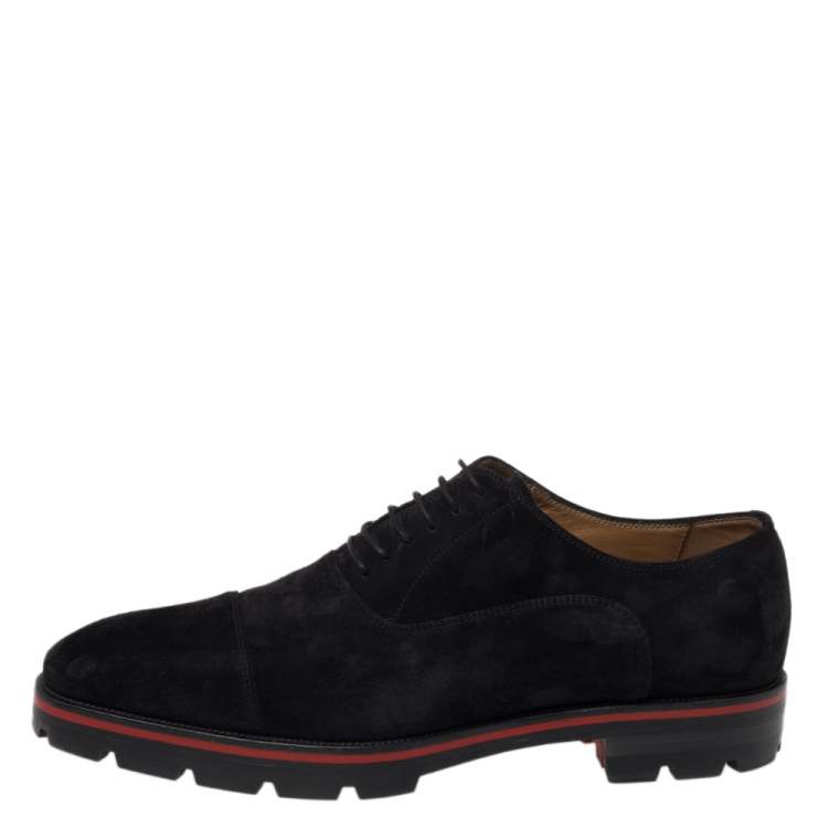 Pre Owned Christian Louboutin Black Suede Hubertus Lace Up Oxford Size 43