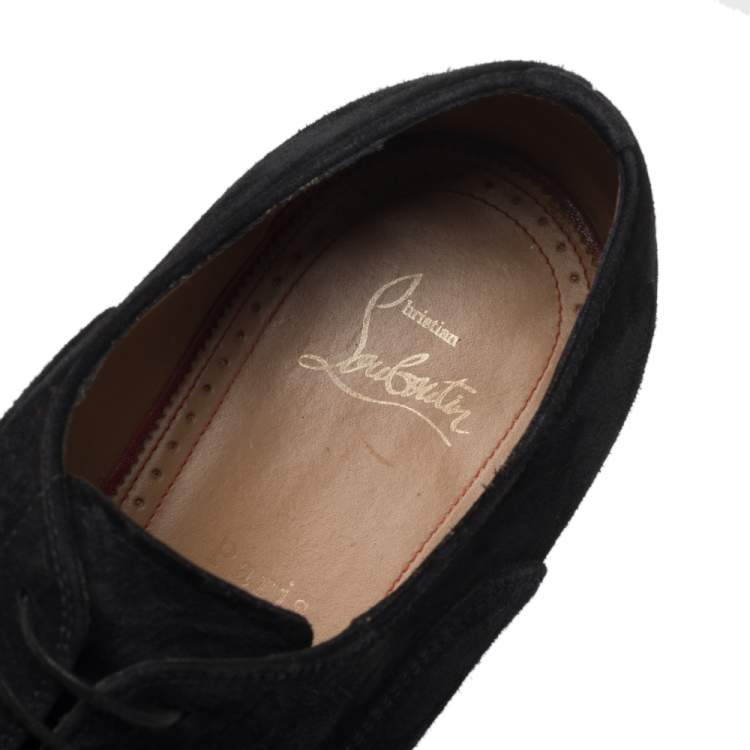 Pre Owned Christian Louboutin Black Suede Hubertus Lace Up Oxford Size 43