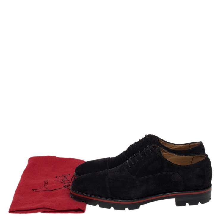 Pre Owned Christian Louboutin Black Suede Hubertus Lace Up Oxford Size 43