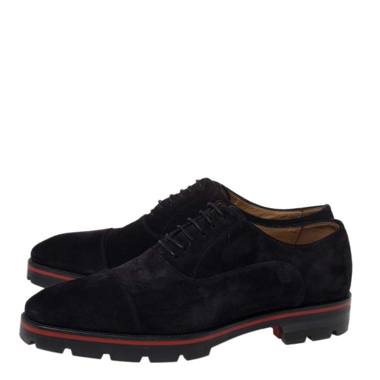 Pre Owned Christian Louboutin Black Suede Hubertus Lace Up Oxford Size 43