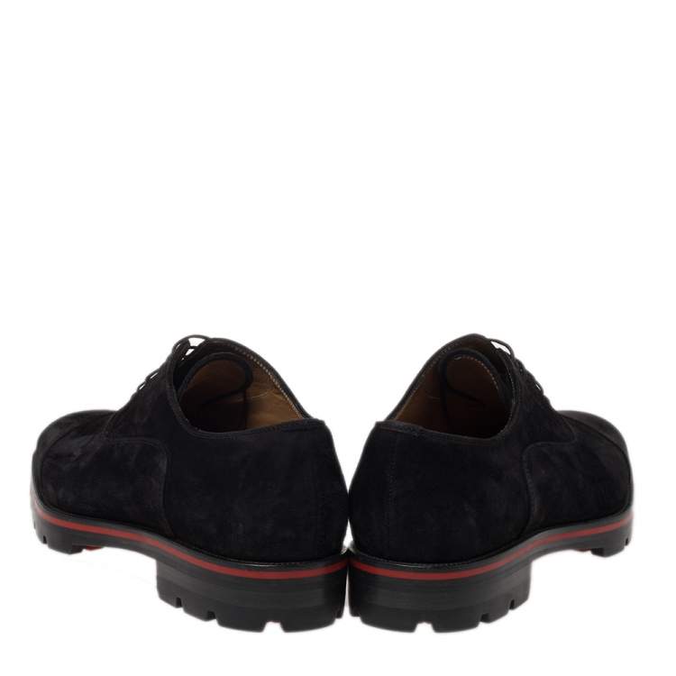 Pre Owned Christian Louboutin Black Suede Hubertus Lace Up Oxford Size 43