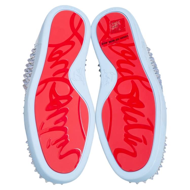 مملوكة مسبقًا Christian Louboutin Blue Suede Louis Spikes High Top Sneakers Size 41