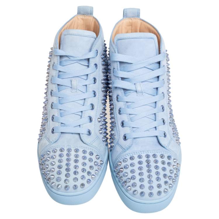 مملوكة مسبقًا Christian Louboutin Blue Suede Louis Spikes High Top Sneakers Size 41