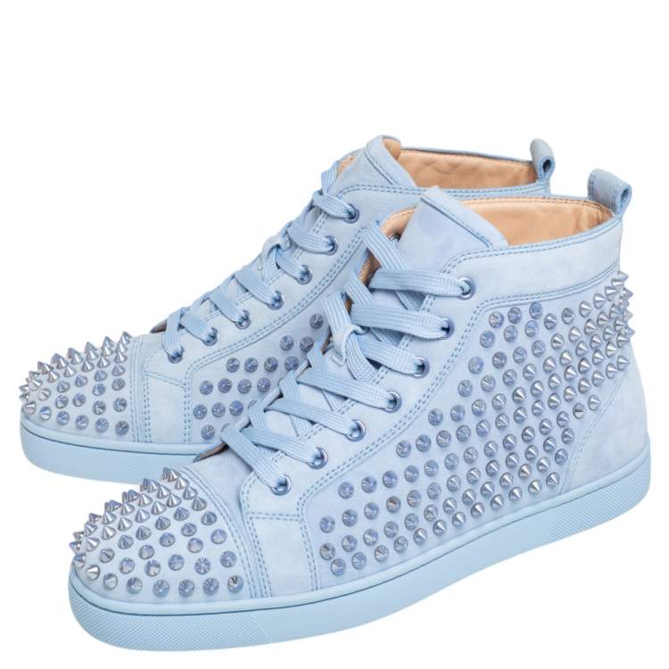 مملوكة مسبقًا Christian Louboutin Blue Suede Louis Spikes High Top Sneakers Size 41