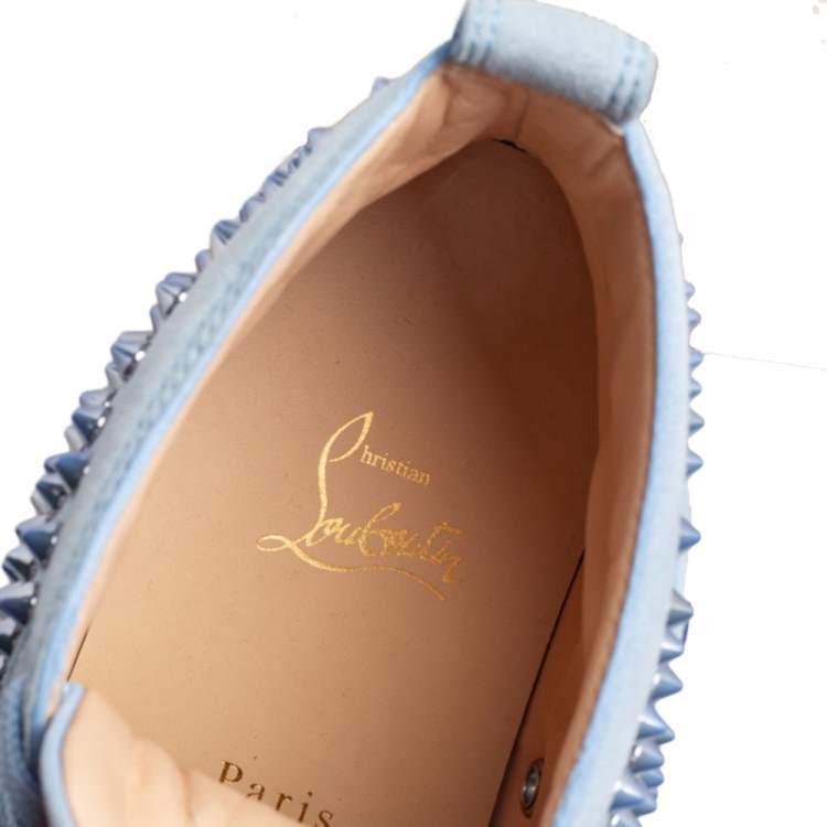 مملوكة مسبقًا Christian Louboutin Blue Suede Louis Spikes High Top Sneakers Size 41