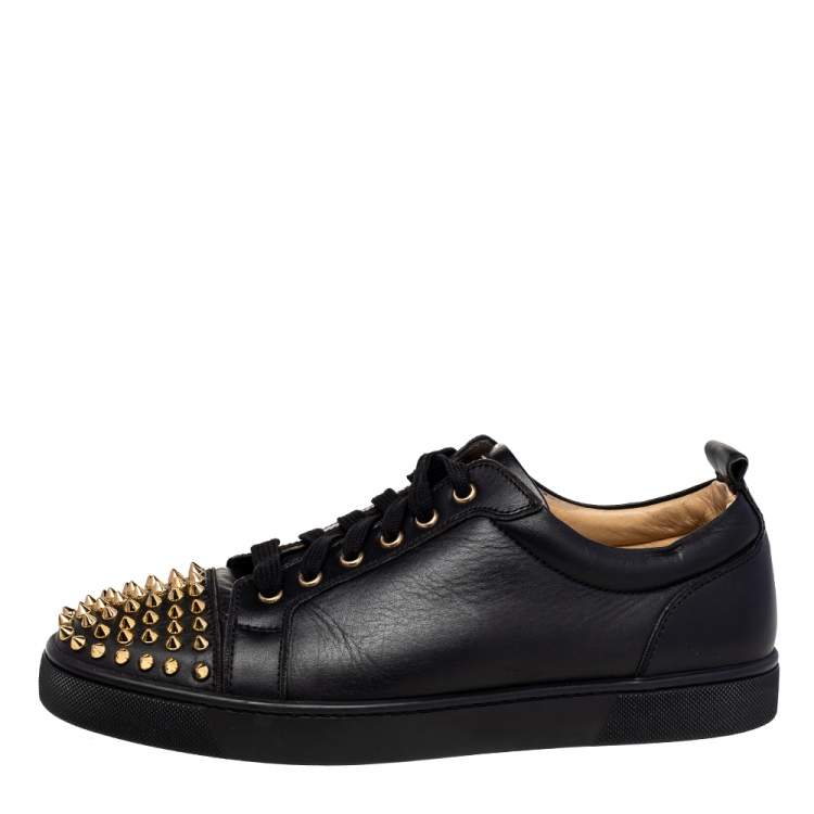 Christian Louboutin Black Leather Louis Junior Spike Low Top Sneakers Size  42 Christian Louboutin