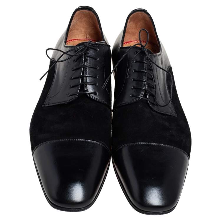 Pre Owned Christian Louboutin Black Leather and Suede Daviol Derby Size 43