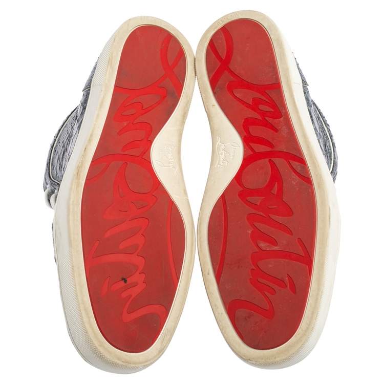 مملوكة مسبقًا Christian Louboutin Blue/White Python Rantus Orlato High Top Sneakers Size 44