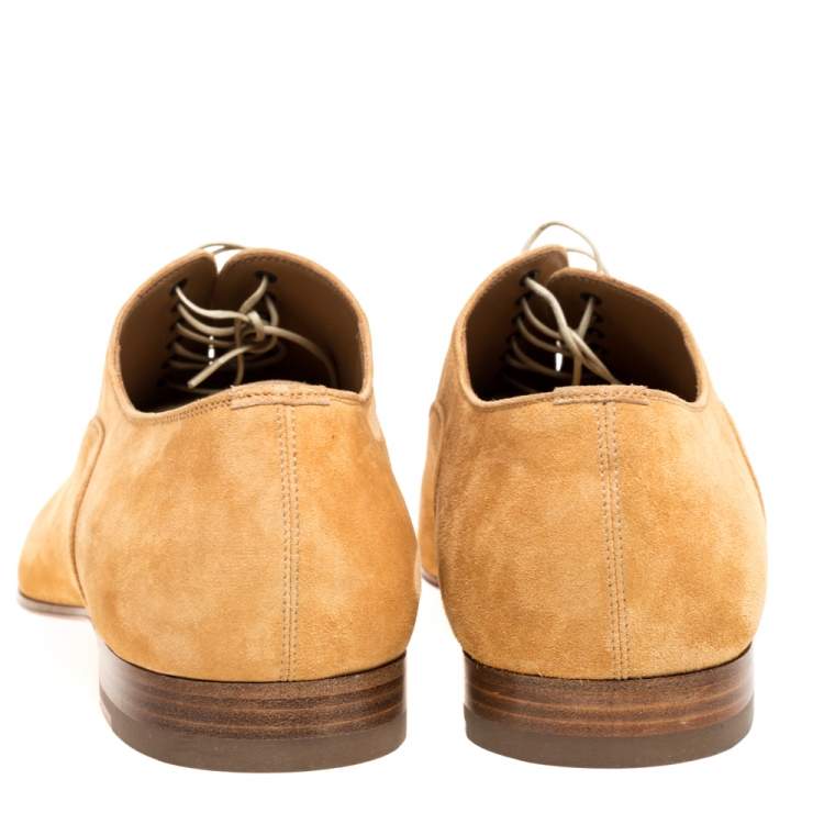 Pre Owned Christian Louboutin Brown Suede Greggo Lace Up Oxfords Size 43.5