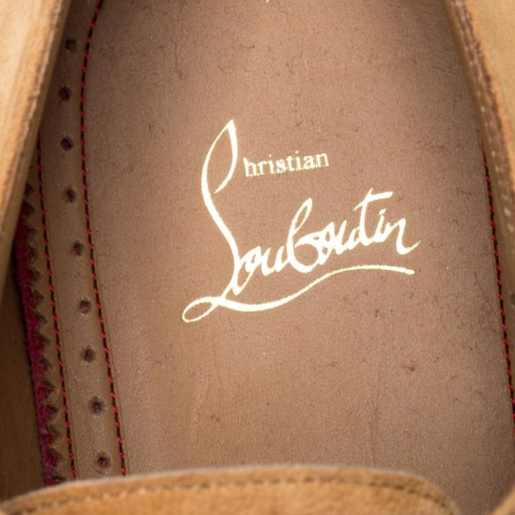 Pre Owned Christian Louboutin Brown Suede Greggo Lace Up Oxfords Size 43.5