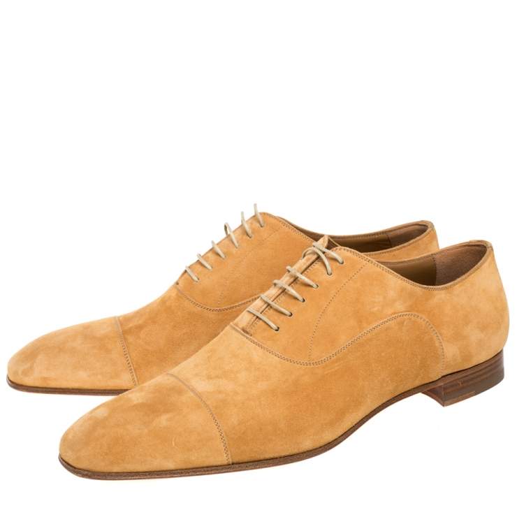Pre Owned Christian Louboutin Brown Suede Greggo Lace Up Oxfords Size 43.5
