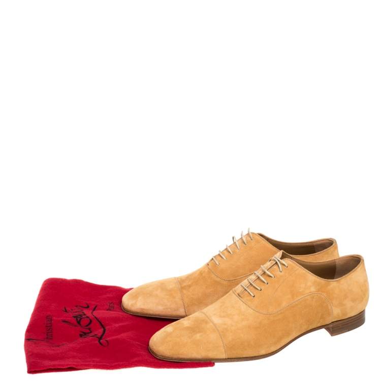 Pre Owned Christian Louboutin Brown Suede Greggo Lace Up Oxfords Size 43.5