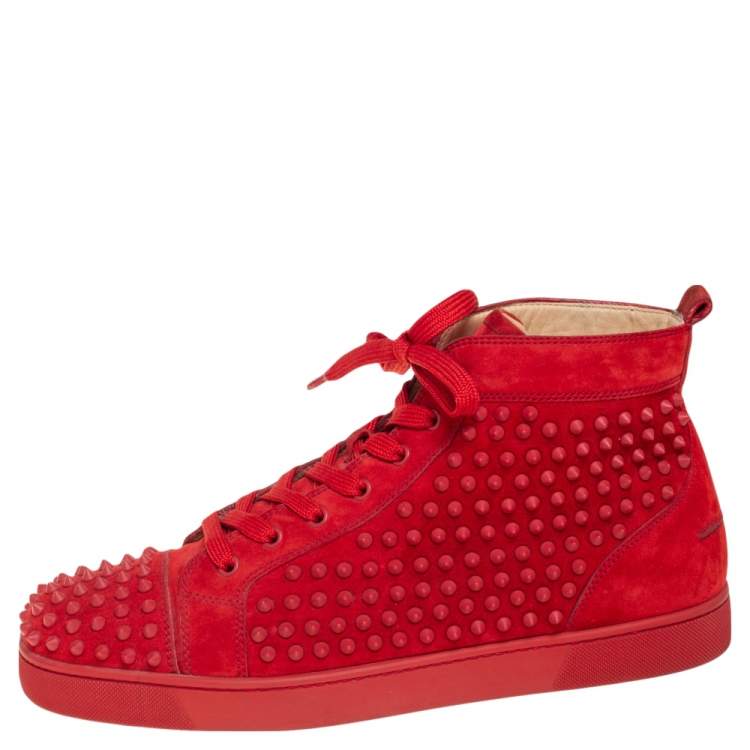 Christian Louboutin Red Suede Louis Spikes High Sneakers Size 45.5 Louboutin | TLC