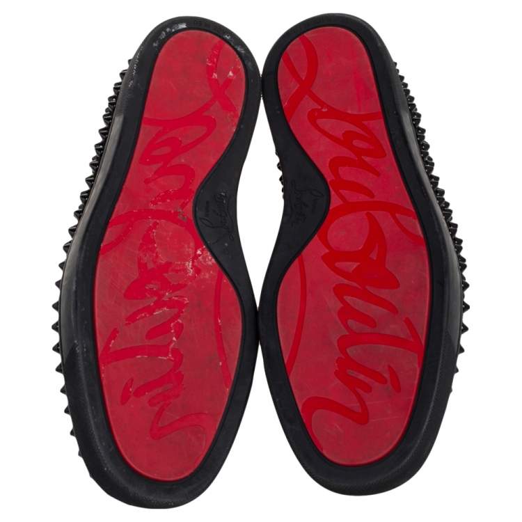 Pre Owned Christian Louboutin Black Suede Dandelion Spikes Sneakers Size 40.5