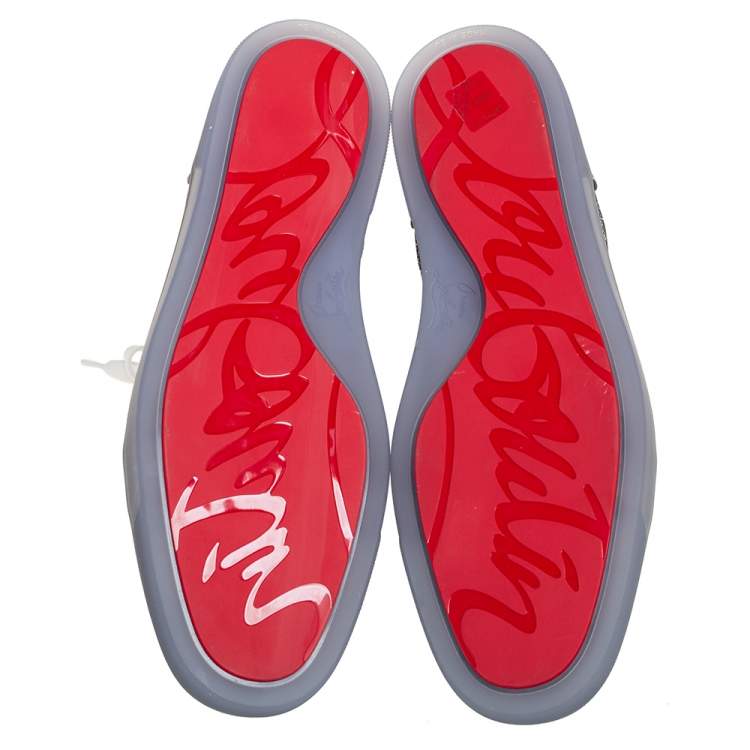 Pre Owned Christian Louboutin Silver Glitter Disco Ball Rantus Orlato High Top Sneakers Size 44.5