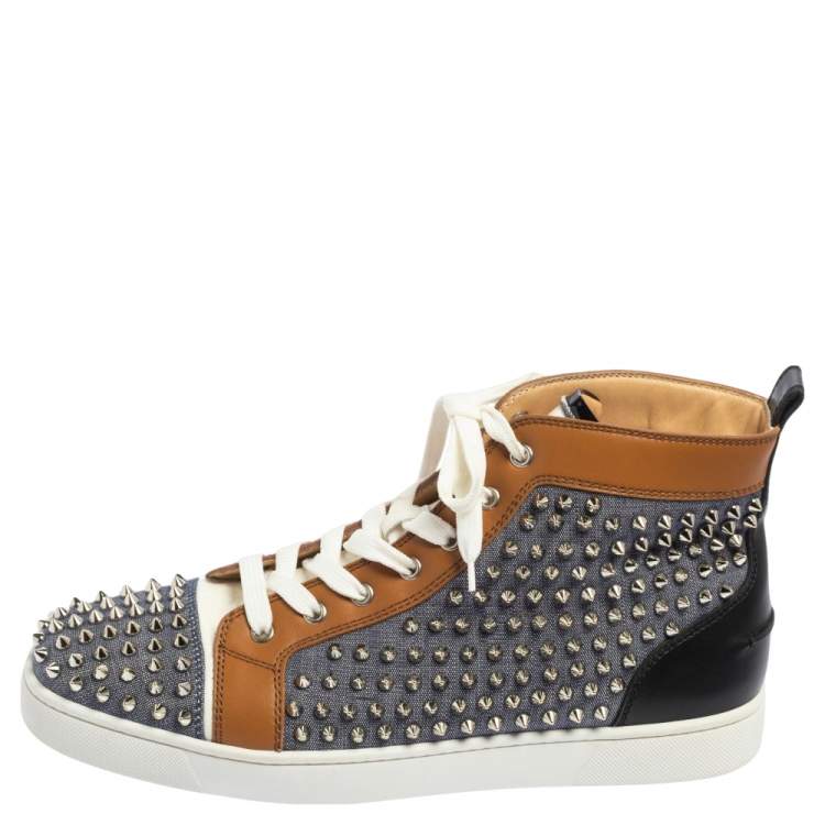 Christian Louboutin Blue Leather Louis Spike High Top Sneakers Size 43  Christian Louboutin | The Luxury Closet