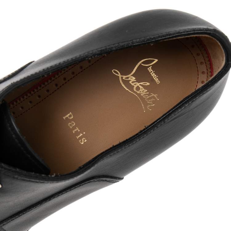 Pre Owned Christian Louboutin Black Leather Sopeter Oxfords Size 44.5