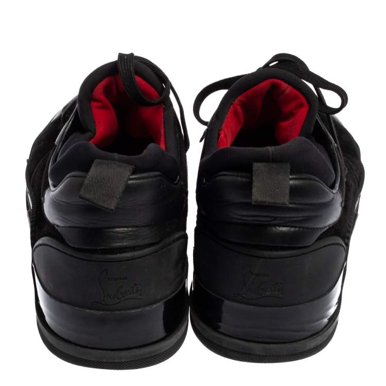 Pre Owned Christian Louboutin Black Leather, Suede and Fabric Aurelien Sneakers Size 44