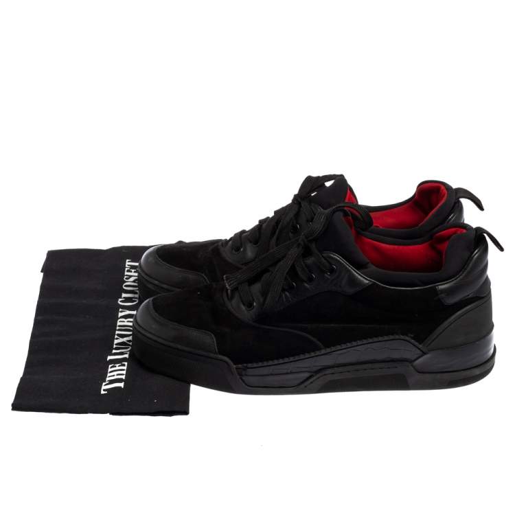 Pre Owned Christian Louboutin Black Leather, Suede and Fabric Aurelien Sneakers Size 44