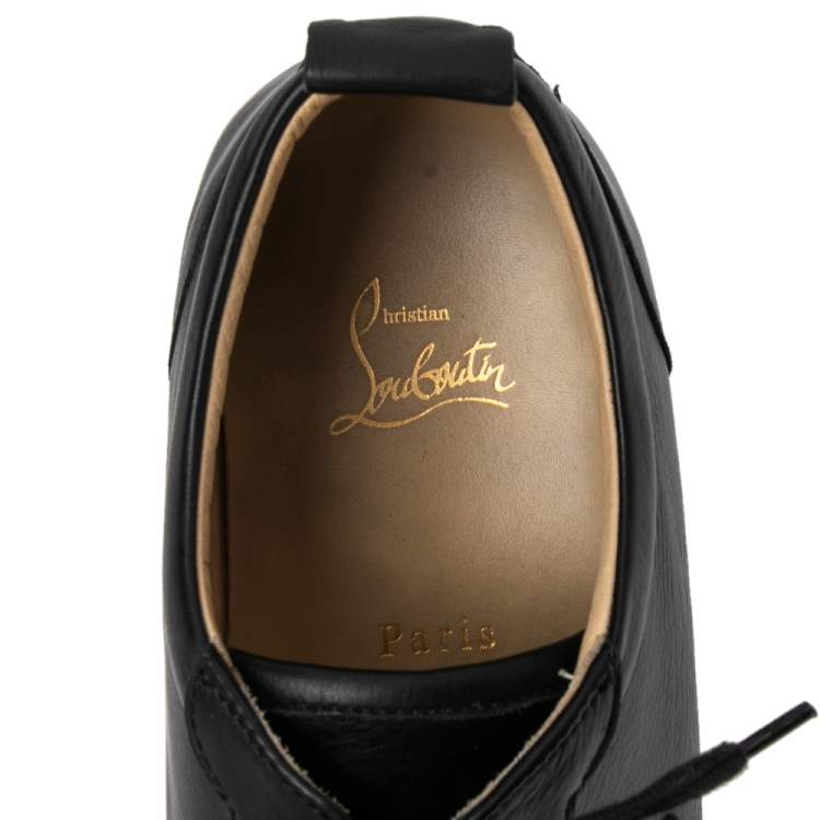 Pre Owned Christian Louboutin Black Leather Viera Low Top Sneakers Size 42.5
