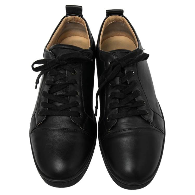 Pre Owned Christian Louboutin Black Leather Viera Low Top Sneakers Size 42.5