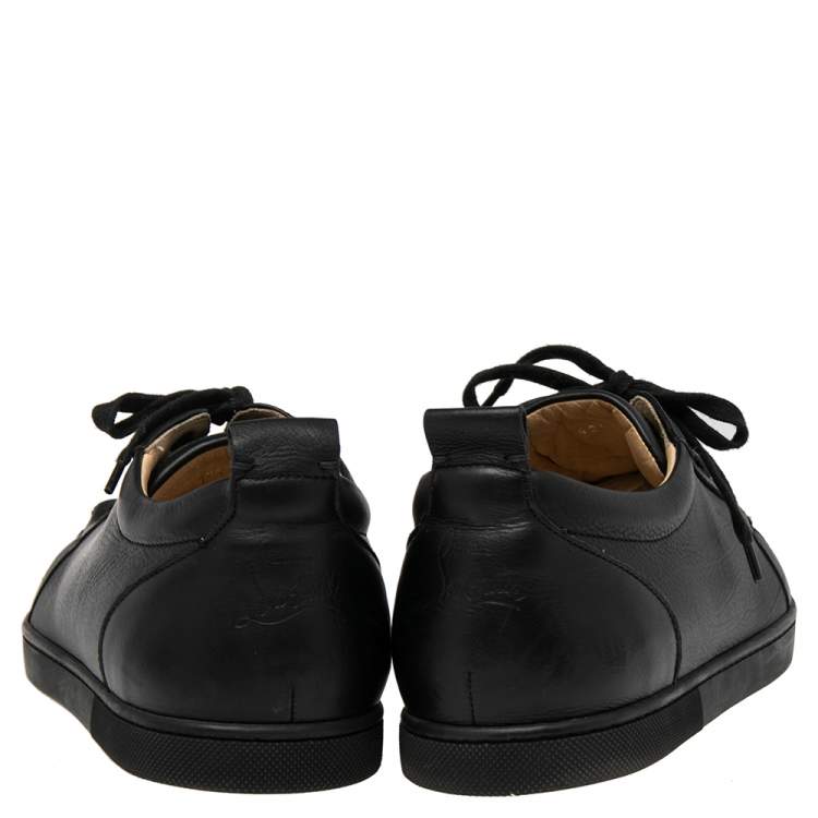 Pre Owned Christian Louboutin Black Leather Viera Low Top Sneakers Size 42.5