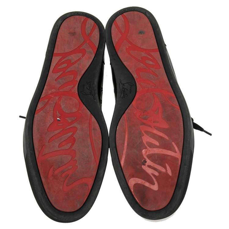 Pre Owned Christian Louboutin Black Leather Viera Low Top Sneakers Size 42.5