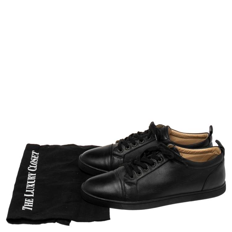 Pre Owned Christian Louboutin Black Leather Viera Low Top Sneakers Size 42.5