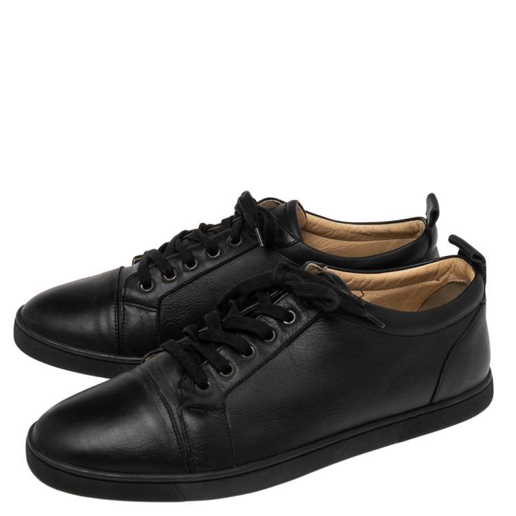 Pre Owned Christian Louboutin Black Leather Viera Low Top Sneakers Size 42.5