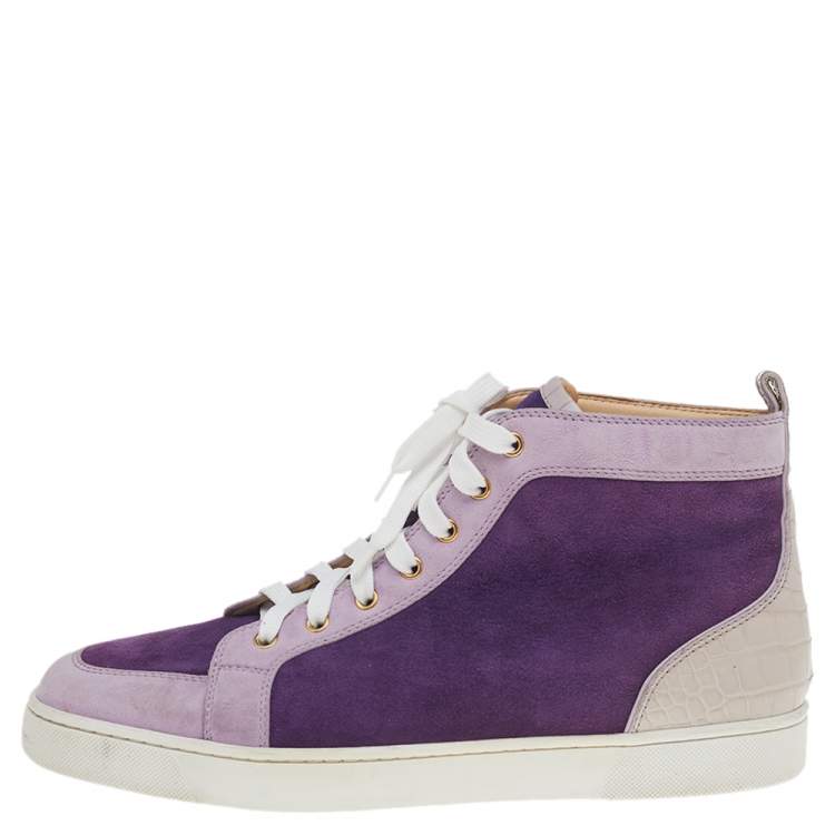 Christian Louboutin Purple Patent Leather Louis Strass High Top Sneakers  Size 45 Christian Louboutin