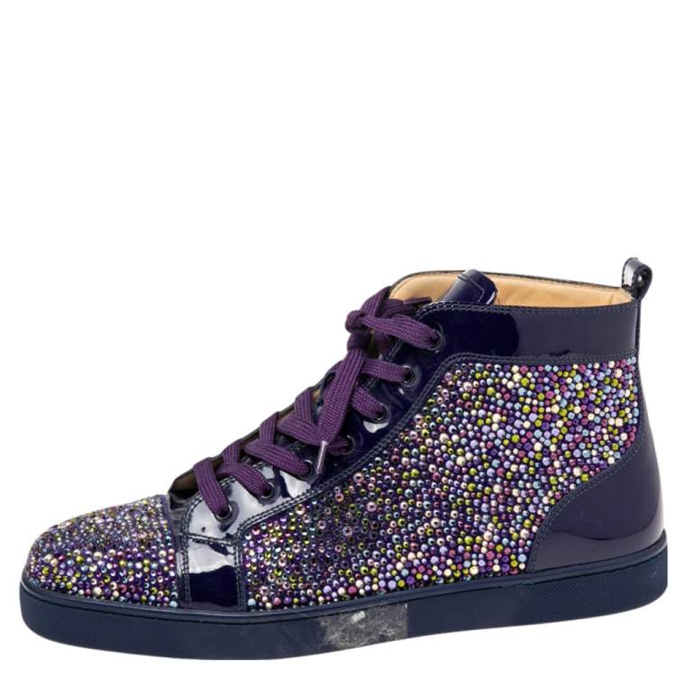 Gå op og ned hverdagskost Ingeniører Christian Louboutin Purple Patent Leather Louis Strass High Top Sneakers  Size 45 Christian Louboutin | TLC