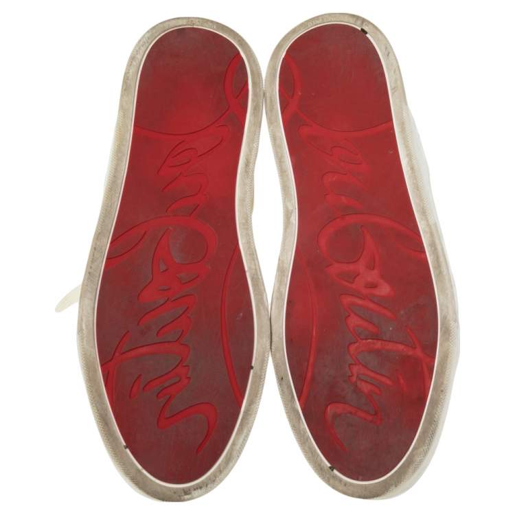 Pre Owned Christian Louboutin White Patent Leather And Leather Loubikick High Top Sneakers Size 45