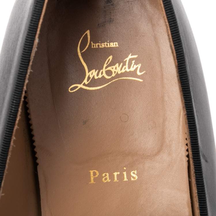 Pre Owned Christian Louboutin Black  Leather Forever Spike Loafers Size 46