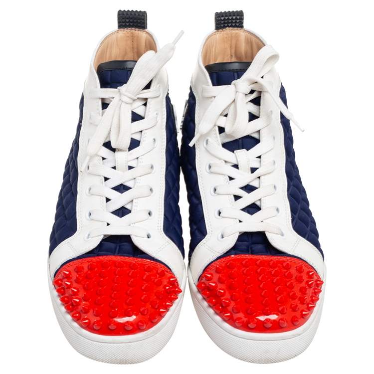 مملوكة مسبقًا Christian Louboutin Multicolor Patent Leather, Leather, And Fabric Louis Flat High Top Sneakers Size 41.5