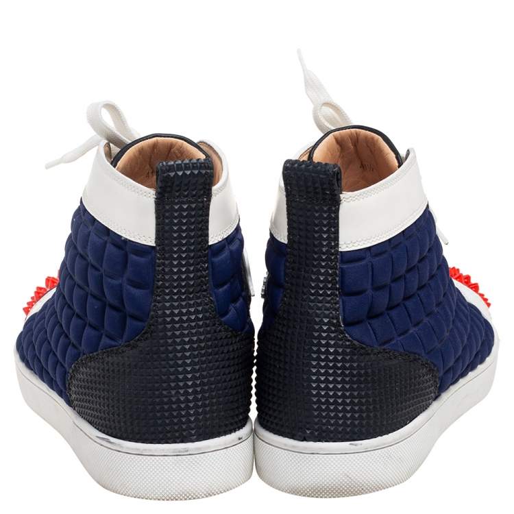 مملوكة مسبقًا Christian Louboutin Multicolor Patent Leather, Leather, And Fabric Louis Flat High Top Sneakers Size 41.5