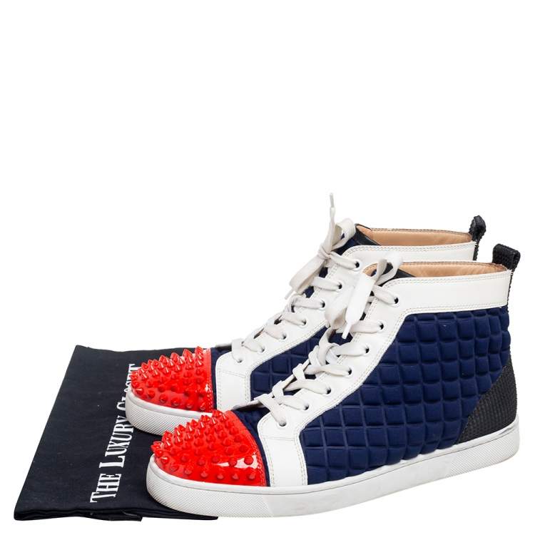 مملوكة مسبقًا Christian Louboutin Multicolor Patent Leather, Leather, And Fabric Louis Flat High Top Sneakers Size 41.5