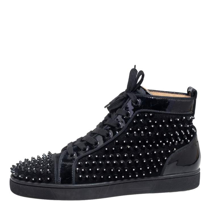 Christian Louboutin Black Suede And Patent Leather Louis Spike