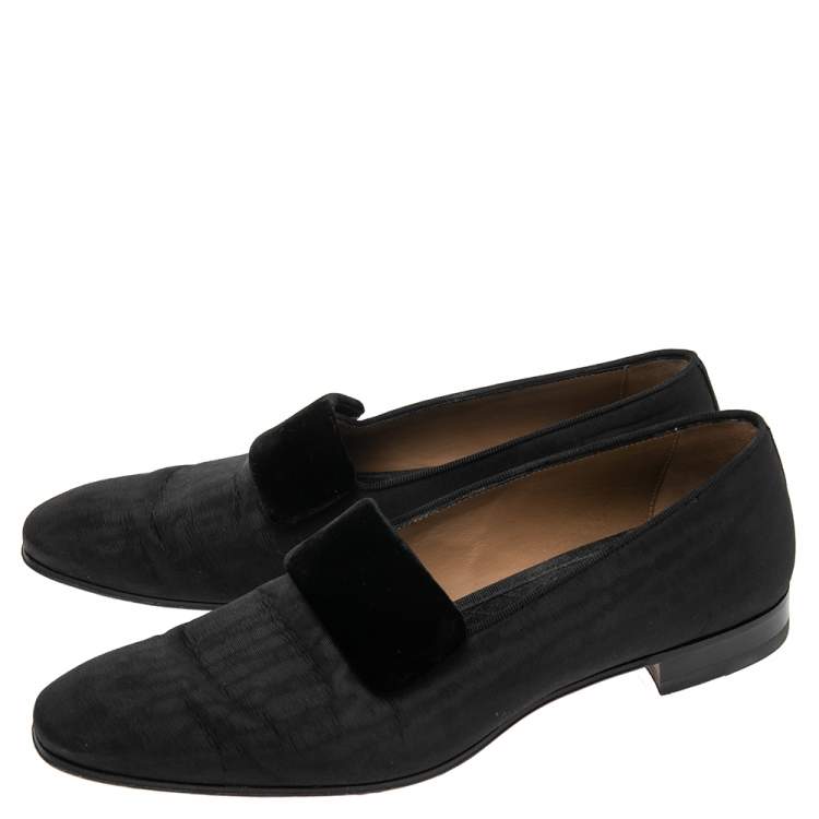 Pre Owned Christian Louboutin Black Moire Fabric Vittorio Venetian Loafers Size 42