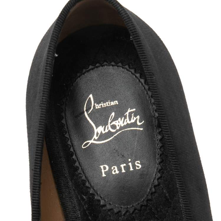 Pre Owned Christian Louboutin Black Moire Fabric Vittorio Venetian Loafers Size 42