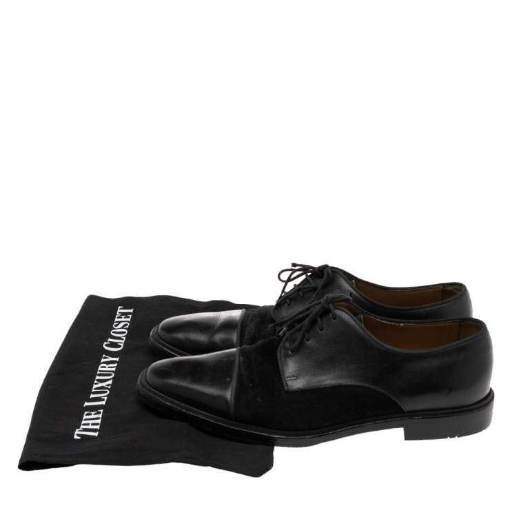 Pre Owned Christian Louboutin Black Leather and Suede Daviol Derby Size 41.5