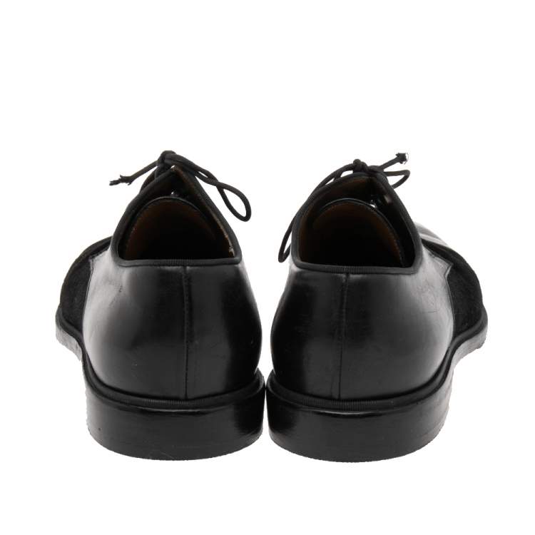Pre Owned Christian Louboutin Black Leather and Suede Daviol Derby Size 41.5