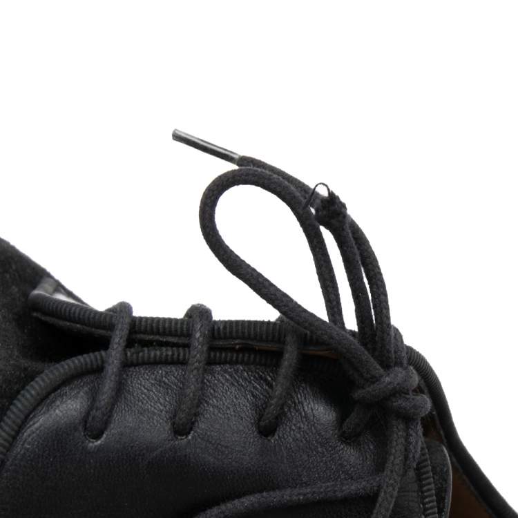 Pre Owned Christian Louboutin Black Leather and Suede Daviol Derby Size 41.5