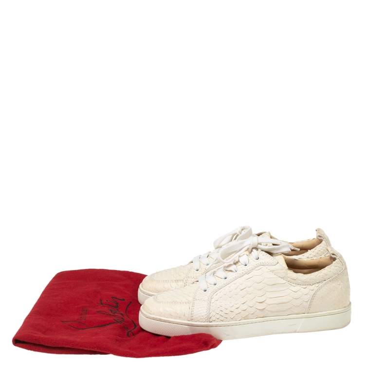 Pre Owned Christian Louboutin White Python Rantulow Low Top Sneakers Size 40