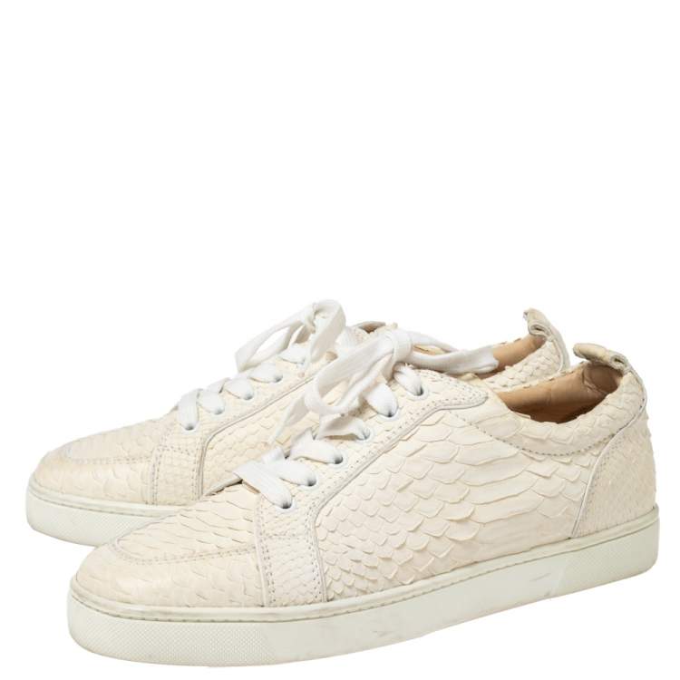 Pre Owned Christian Louboutin White Python Rantulow Low Top Sneakers Size 40