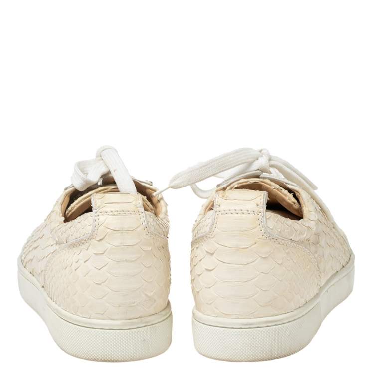 Pre Owned Christian Louboutin White Python Rantulow Low Top Sneakers Size 40